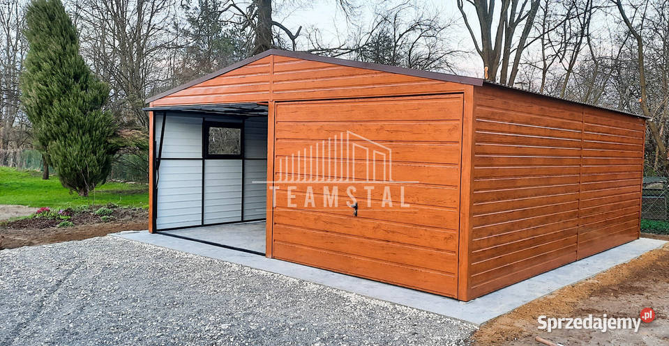 GARAŻ BLASZANY 6m x 55m poziom dwuspad 2x Brama Września
