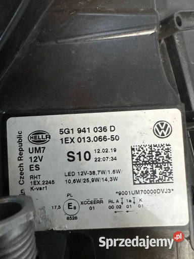 LAMPA PRZÓD PRAWA VW GOLF VII GTI FULL LED 2015 Oświetlenie