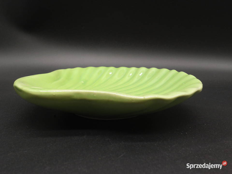 Ceramiczna zielona paterka w kształcie muszli Raszków sprzedam