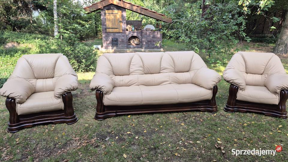 Komplet wypoczynkowy 3 1 1 Nowa skóra naturalna Śmigiel sprzedam