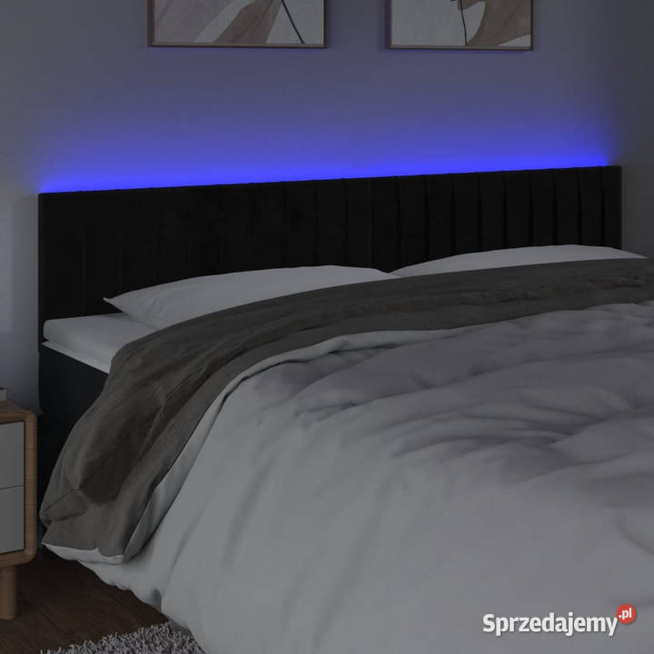 Zagłówek do łóżka z LED czarny 180x5x7888 Meble