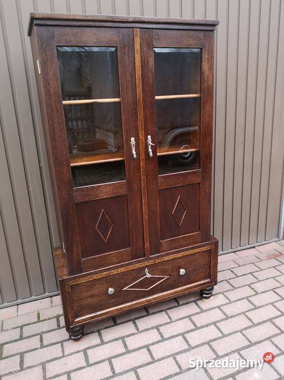 Witryna Biblioteka Serwantka Dębowa Stara Antyk Swarzędz