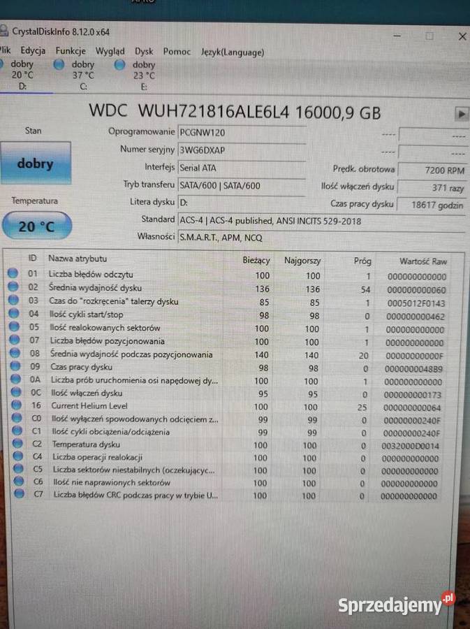Dysk twardy 16 TB HDD sprawny Warszawa
