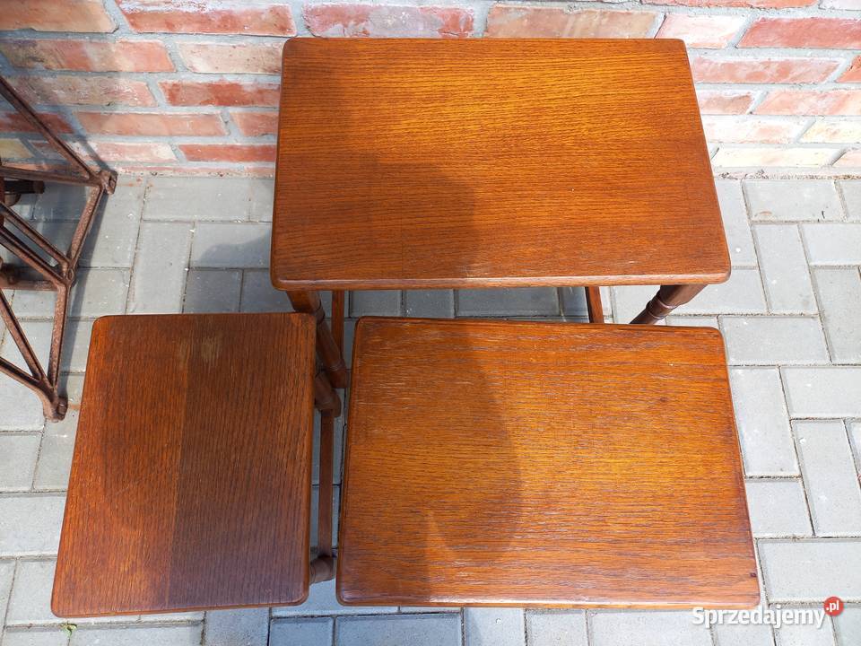 Stolik kawowy dębowy kwietnik Komplet stolików 3 49cm Gawroniec