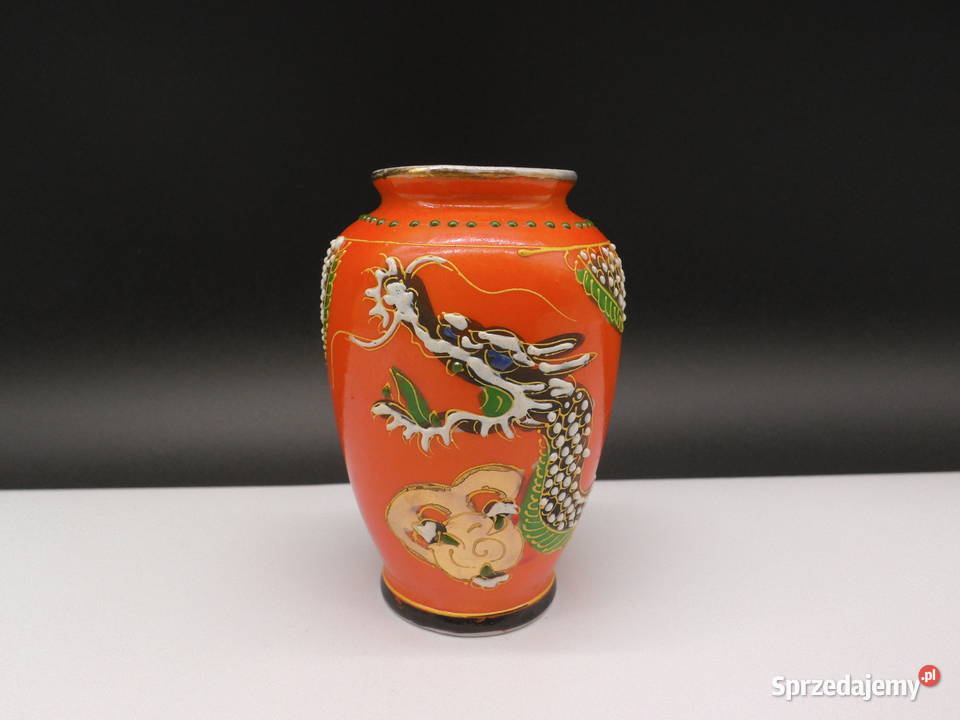 Japoński wazonwazonik Dragonware Moriage Vintage Raszków