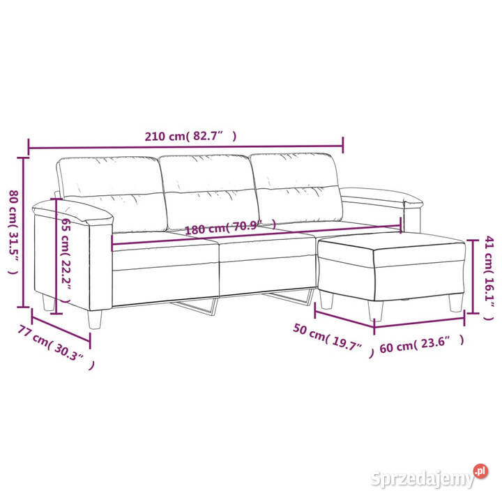 3os sofa z podnóżkiem ciemnoszara 180 obita Warszawa sprzedam