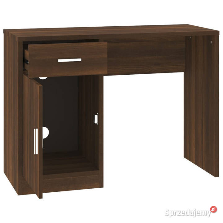 Biurko z szufladą i szafką brązowy dąb 100x40x73 mazowieckie Warszawa