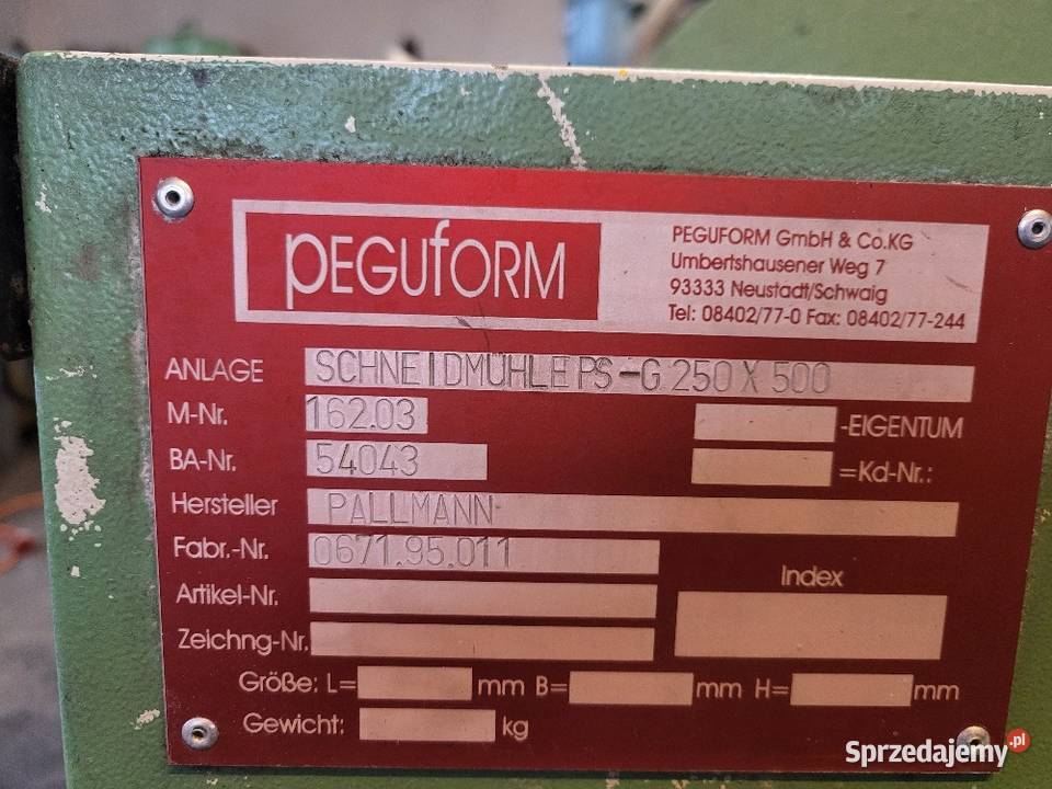 Młyn wolnoobrotowy kruszarka Pallmann 15 kW Białogard