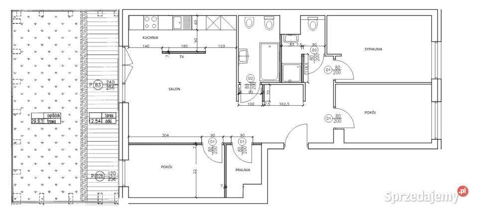 Apartament 4 pokoje z ogródkiem rozkład