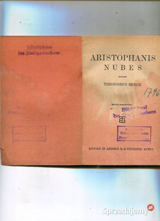 Aristophanis Nubes Theodorus Bergk Rok wydania 1920 zachodniopomorskie Szczecin