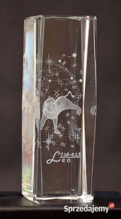 Kryształ 3D grawer wewnętrzny Zodiak LEW gift na