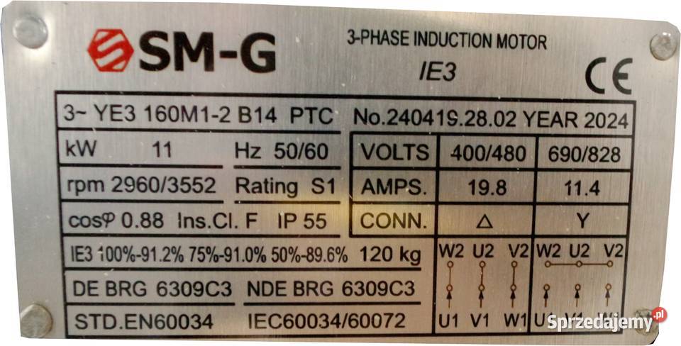 SILNIK ELEKTRYCZNY 11kW 400690V 2960 Obr 3FAZOWY Solec Kujawski sprzedam
