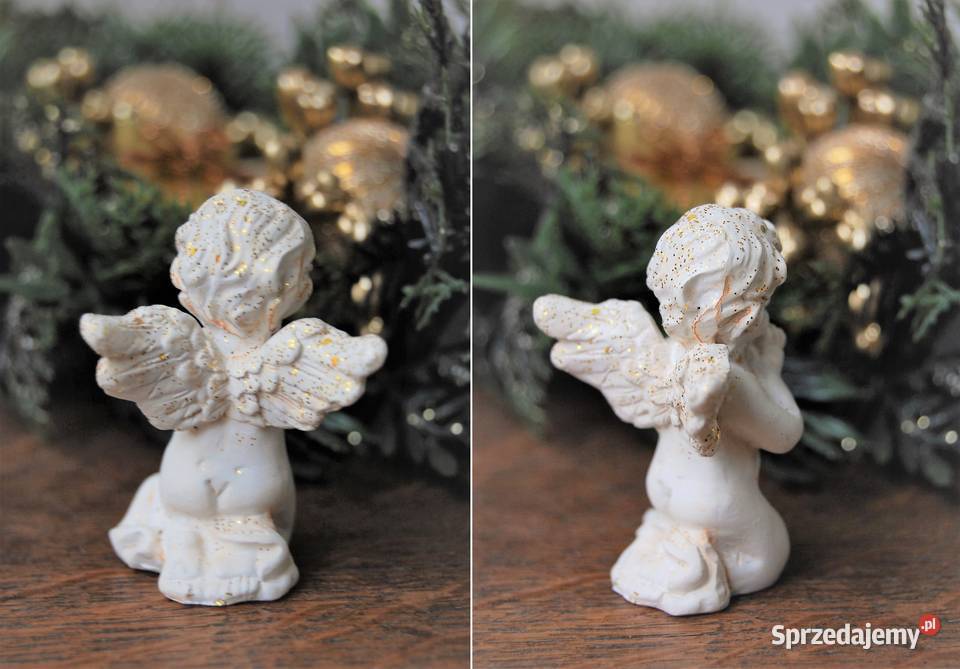 Anioł aniołek klęczący biały figurka żywica