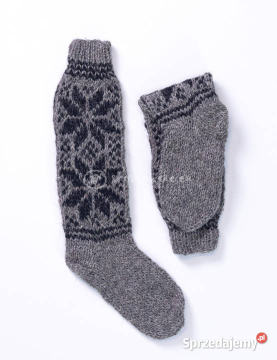 Wysokie wełniane skarpetki z góralskim wzorem