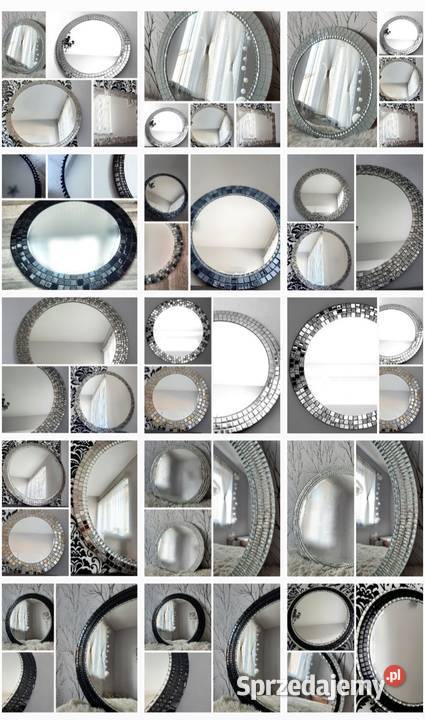 Lustro okrągłe srebrna rama 50 60 70 80 90