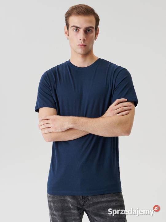 granatowy i biały tshirt męski Sinsay 2pak Odzież i bielizna męska Olkusz