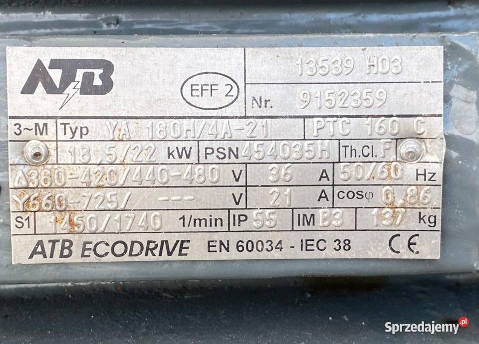 Silnik trójfazowy 185kw Pozostałe wielkopolskie Ostrzeszów