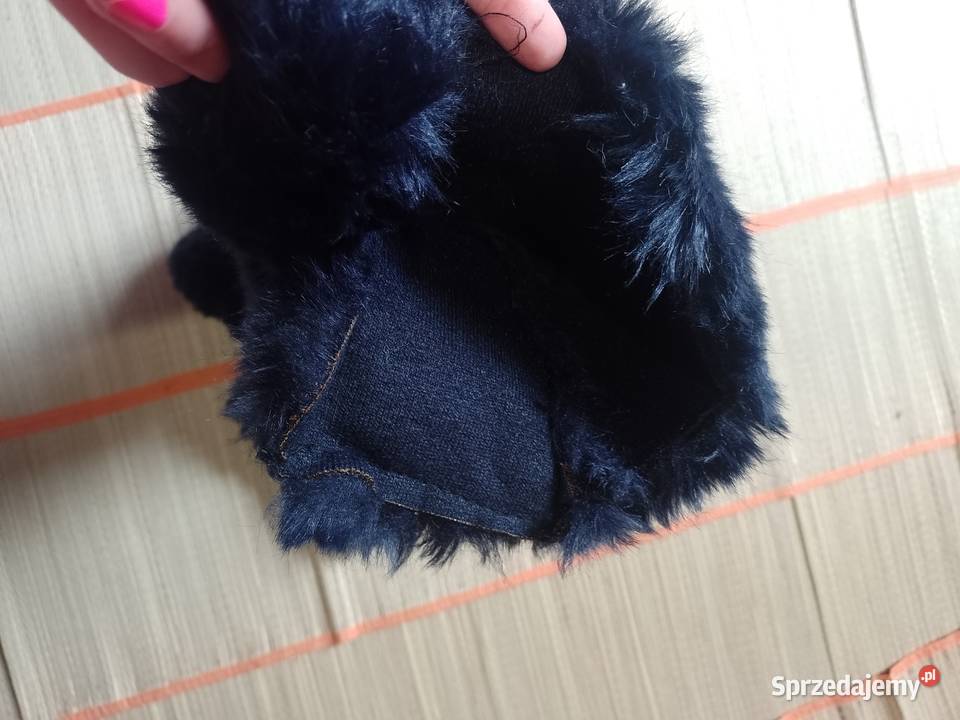 Granatowa futrzana etola z Londynu szal futerko Dla kobiet Kraków