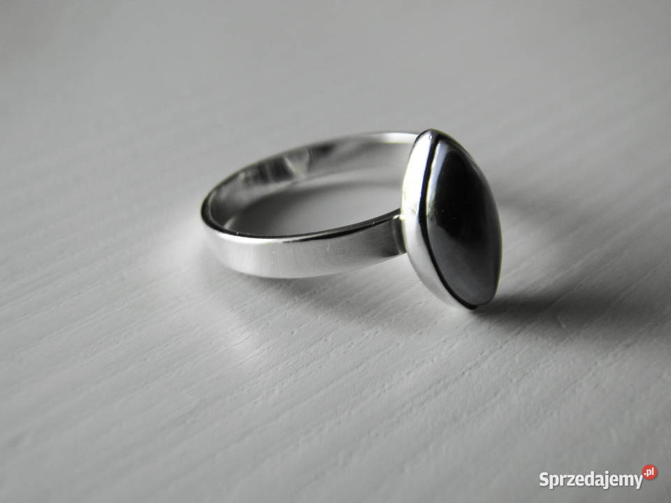 Pierścionek srebro i hematyt