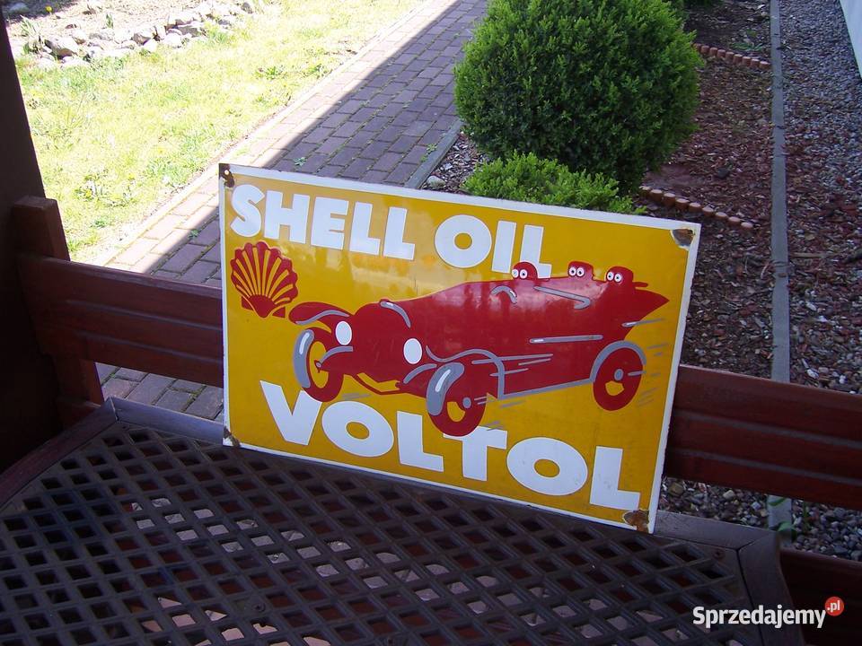 Shell Oil Voltol reklama szyld blacha emaliowana Goleniów