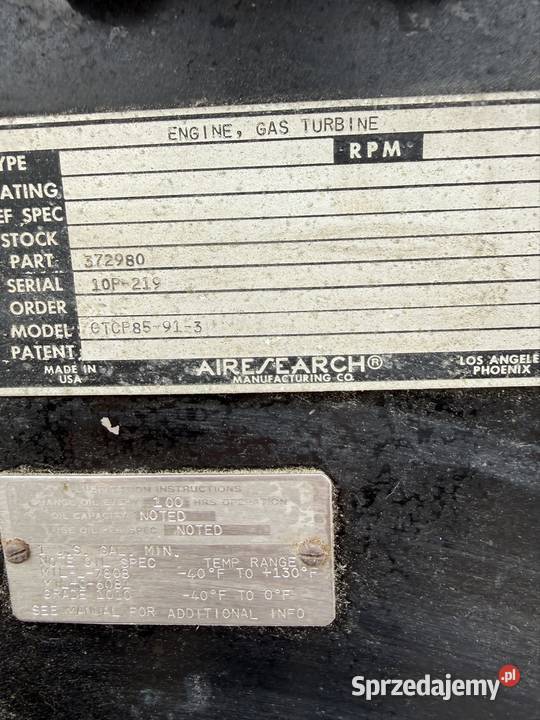 Silnik turbinowy GARRETT GTCP 85 Przeworsk