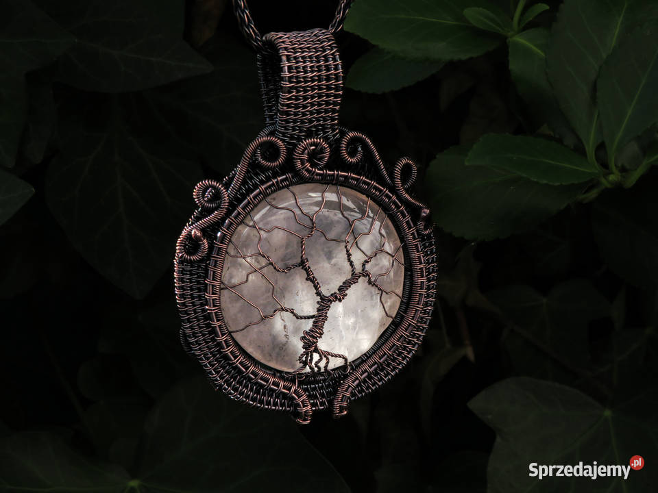 Dwustronny wisior drzewo życia kwarc różowy Wieliczka