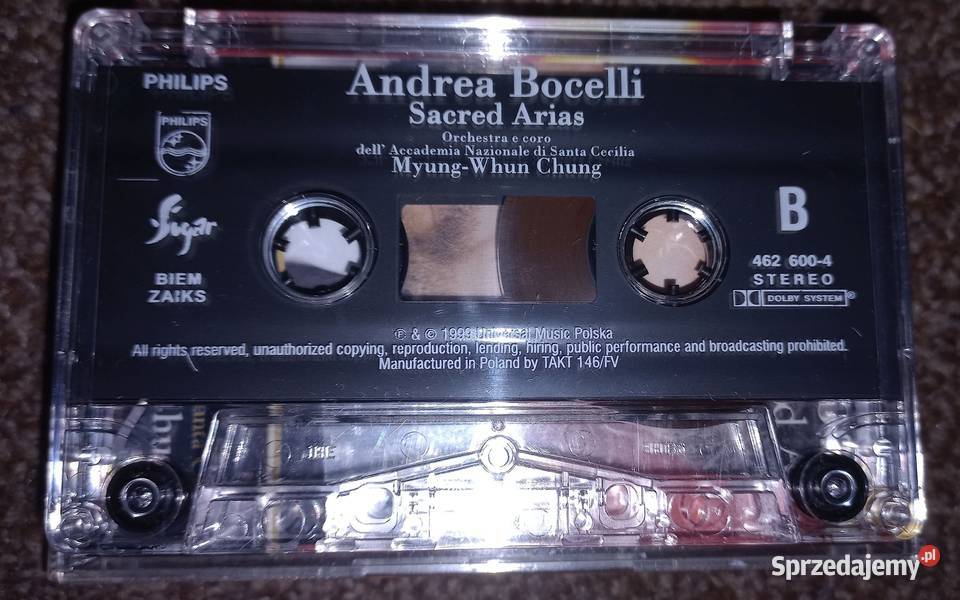 Andrea Bocelii Sacred Arias kaseta magnetofonowa Elbląg