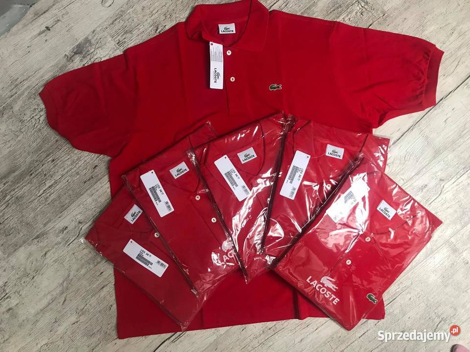 Czerwony tshirt Lacoste z metką XL Lubartów