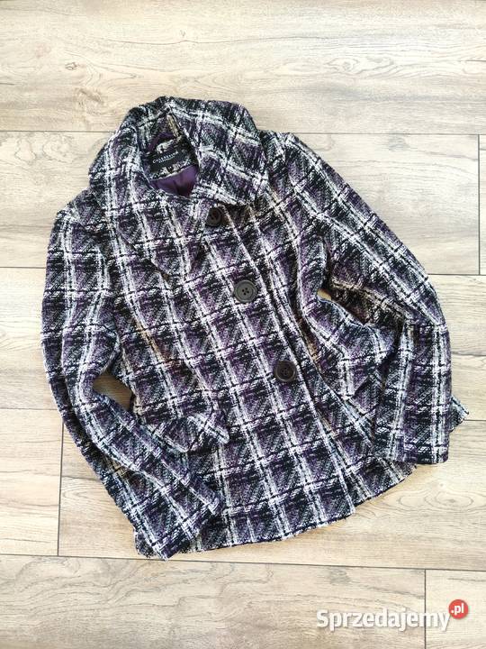 Wełniany Płaszcz Debenhams tweed Kratka 42 podkarpackie Jasło