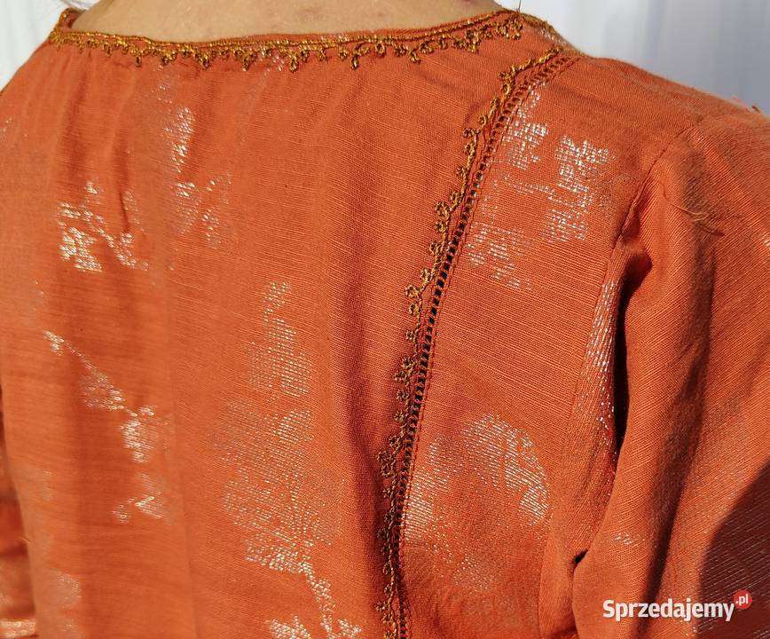 Pomarańczowa tunika sukienka M 38 hippie boho długi Szczecin