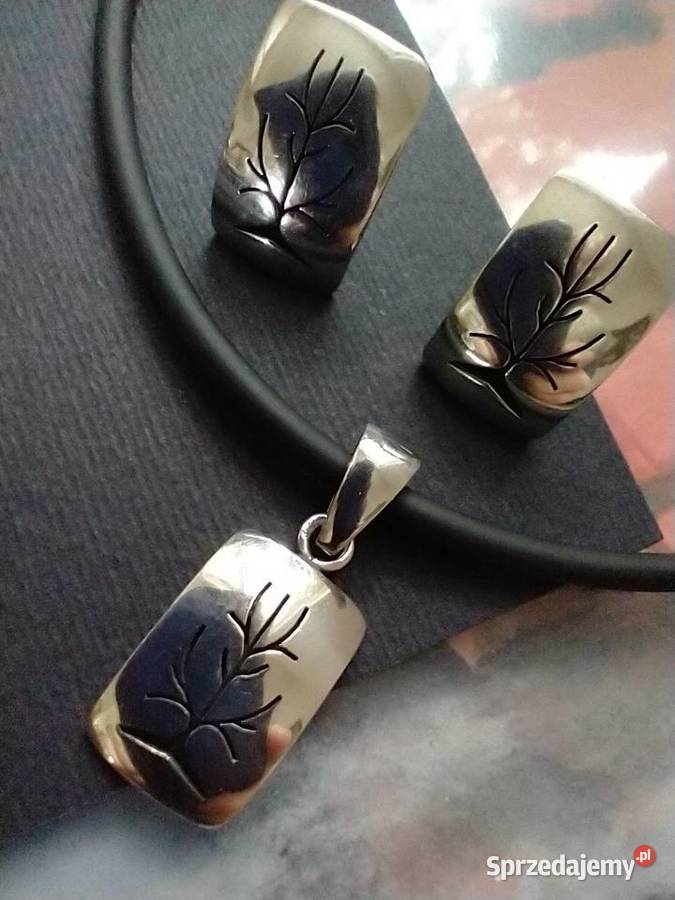 Komplet wisior kolczyki srebro 925 rękodzieło łódzkie Łódź