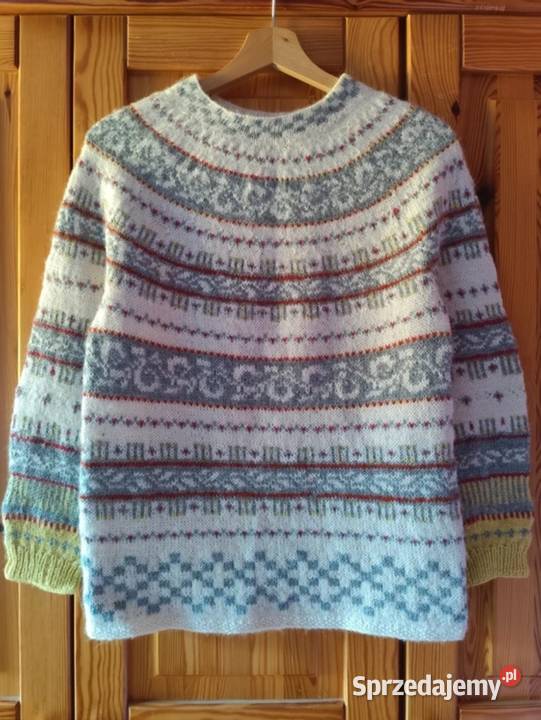 Wełniany sweter handmade kolorowy pomorskie