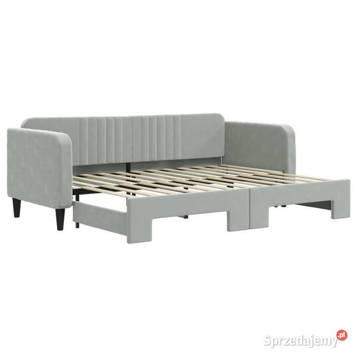 Sofa rozsuwana jasnoszara aksamit 80x200 Warszawa