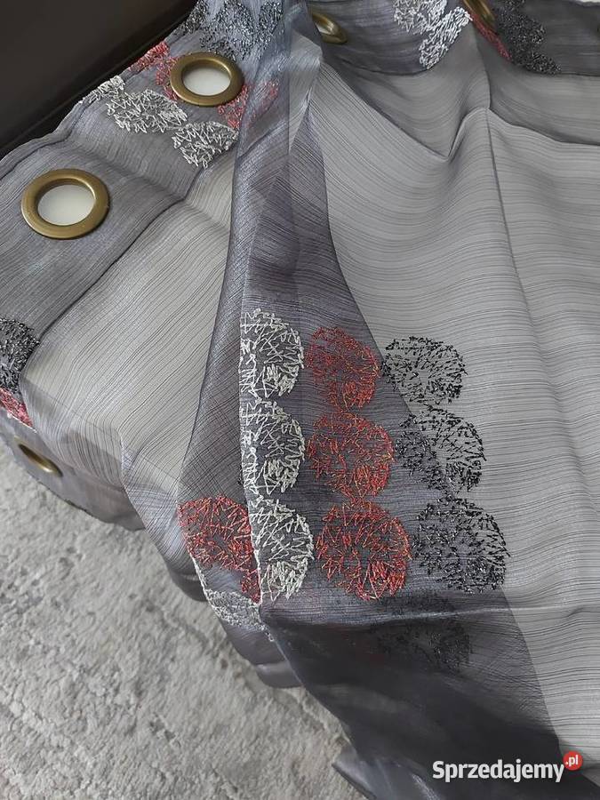 Zasłona z panelem dekoracyjnym szara Olkusz