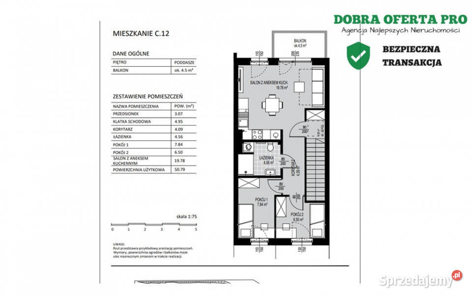 Nowe 2 pok 5079m2 balkon 45m BorkowoKowaleO4PR pomorskie Borkowo