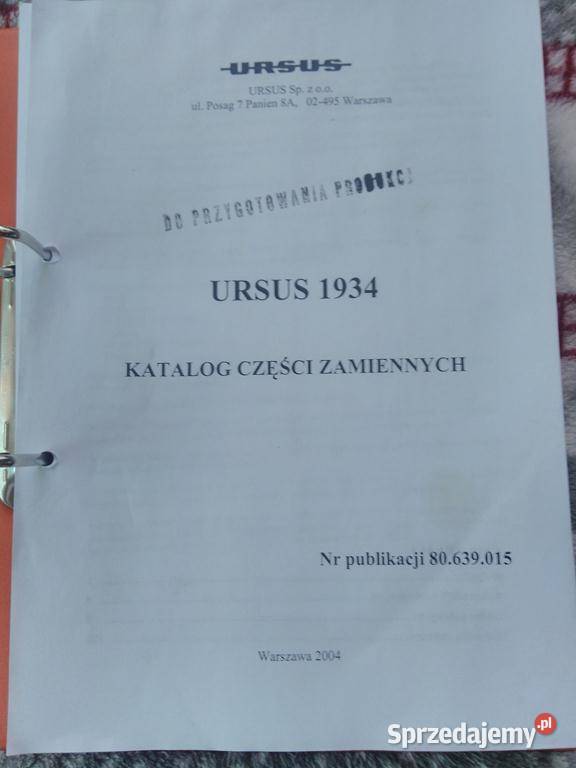 Katalog części Ursus 1934 oryginał lubelskie Lublin