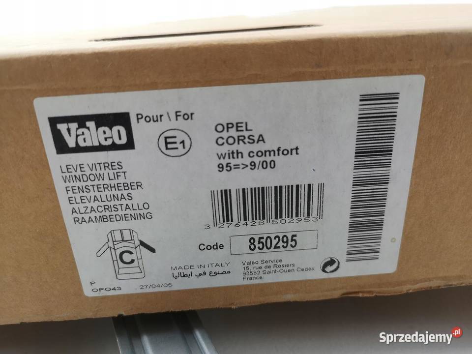 PODNOŚNIK SZYBY LEWY PRZÓD OPEL CORSA 19932002