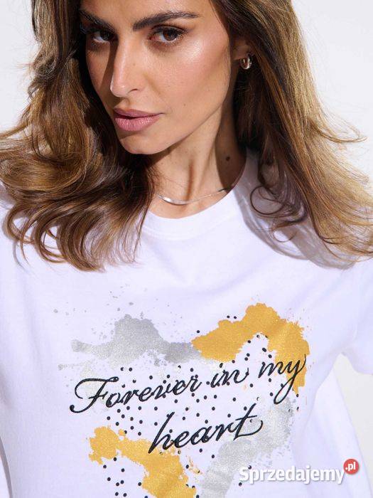biały tshirt z nadrukiem Sinsay małopolskie Olkusz