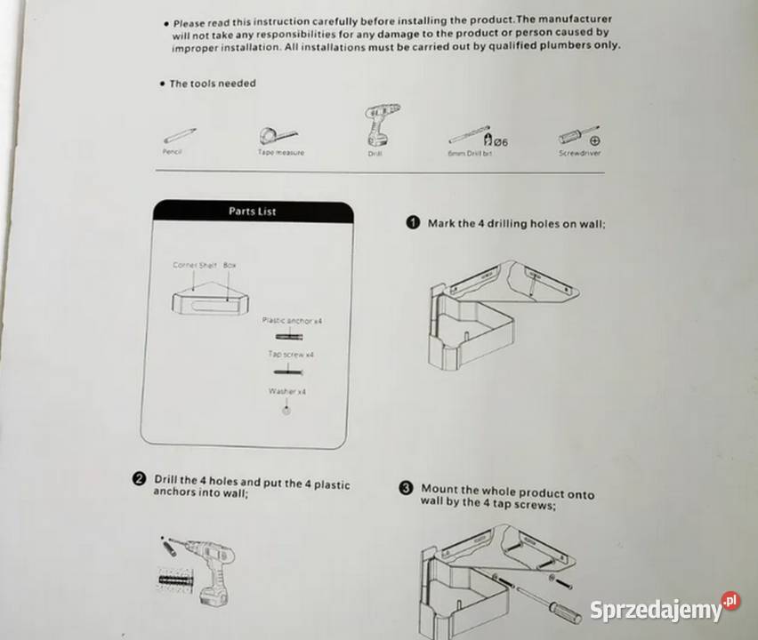 Półka narożna łazienkowa ze schowkiem okazja p Kalisz