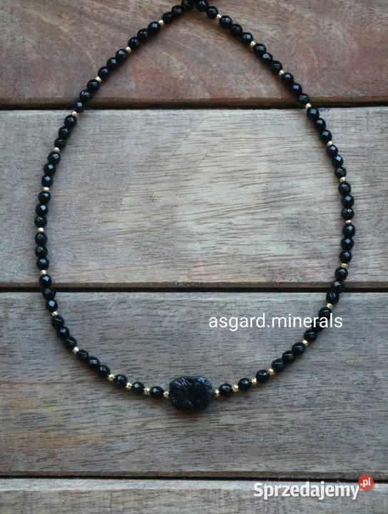 Naszyjnik amulet ochrony czarny turmalin hematyt Zegarki i Biżuteria Poznań