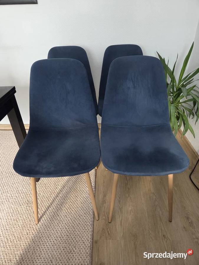 Zestaw granatowych welurowych tapicerowanych 87cm Wrocław sprzedam