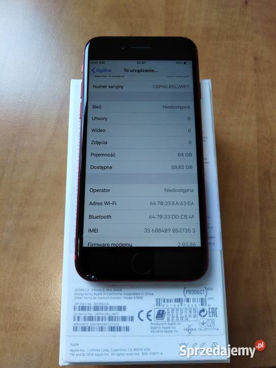 Apple Iphone 8 64GB Czerwony standardowa Płońsk