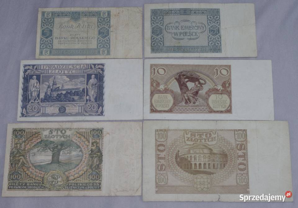 Zestaw banknotów polskich 6 Płock