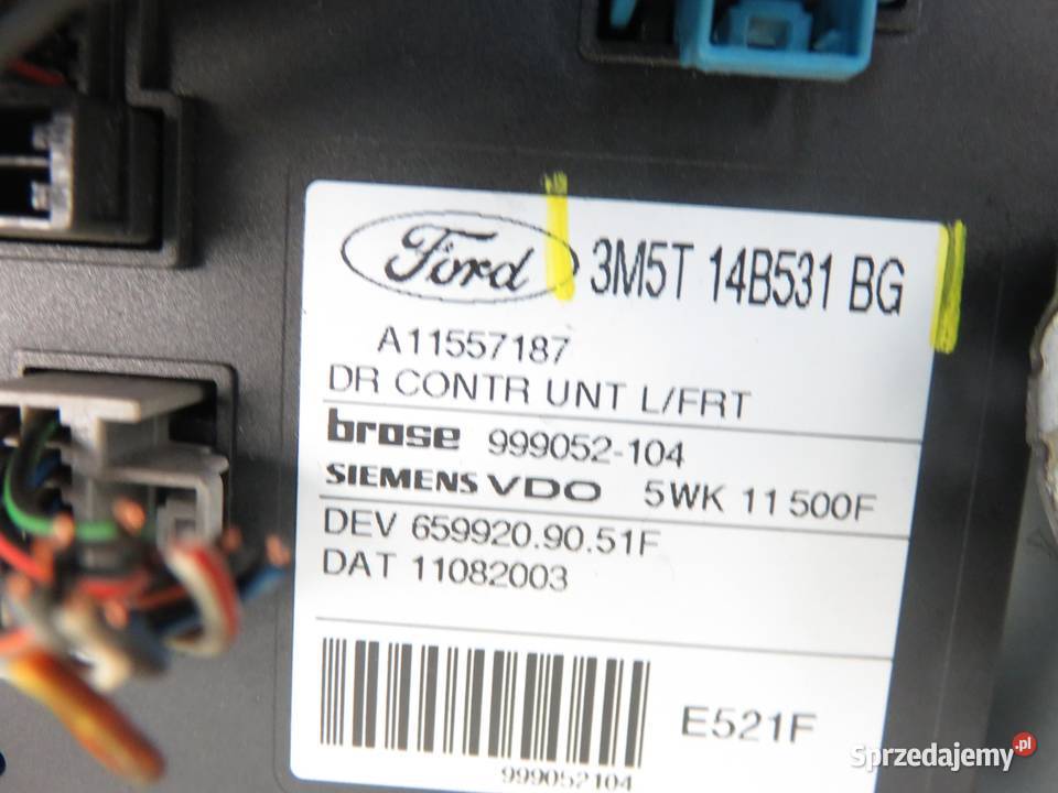 PODNOŚNIK SZYBY LEWY FORD FOCUS C 3M5T14B531BG Mechanizmy opuszczania szyb