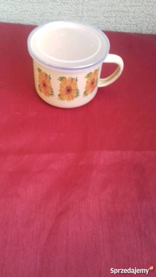 Kubek blaszany z przykryciem wielokolorowy warmińsko-mazurskie Iława