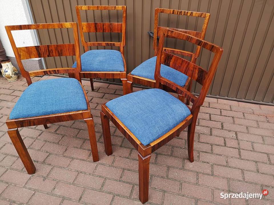 Krzesła ARTDECO Orzech Stare Antyk Komplet 4 Swarzędz