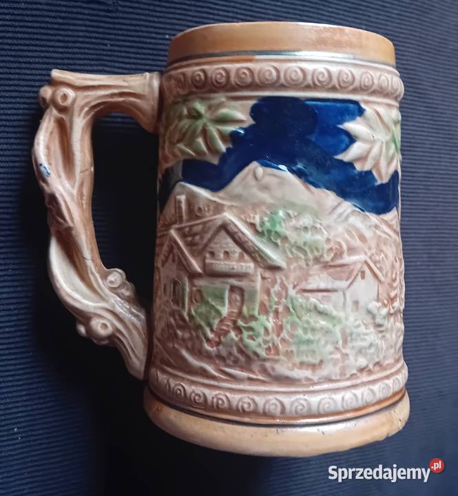 Dwa ceramiczne kufle ze scenkami rodzajowymi Koźminek sprzedam