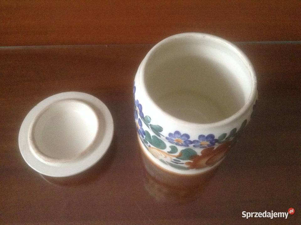 Pojemnik z przykrywką ręcznie malowany sygnowany Opole