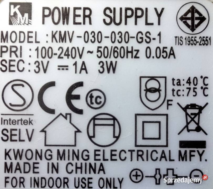 Zasilacz 3v 1A KMV030030GS1 Szczecin