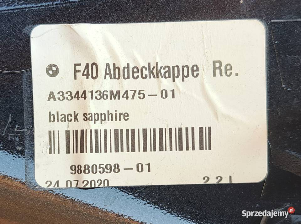 Obudowa Lusterka Prawa BMW F40 51169879148 Black Części samochodowe Mielęcin